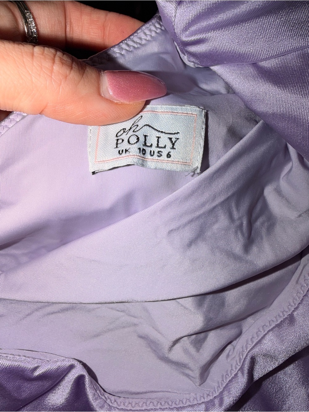 Oh Polly One-Shoulder Lilac Satin Mini Dress with Scarf Detail - Picture 5 of 6